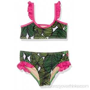 Pink Chicken Girls' Zoe Bikini Green Tropical Leaves B01MXWKR66